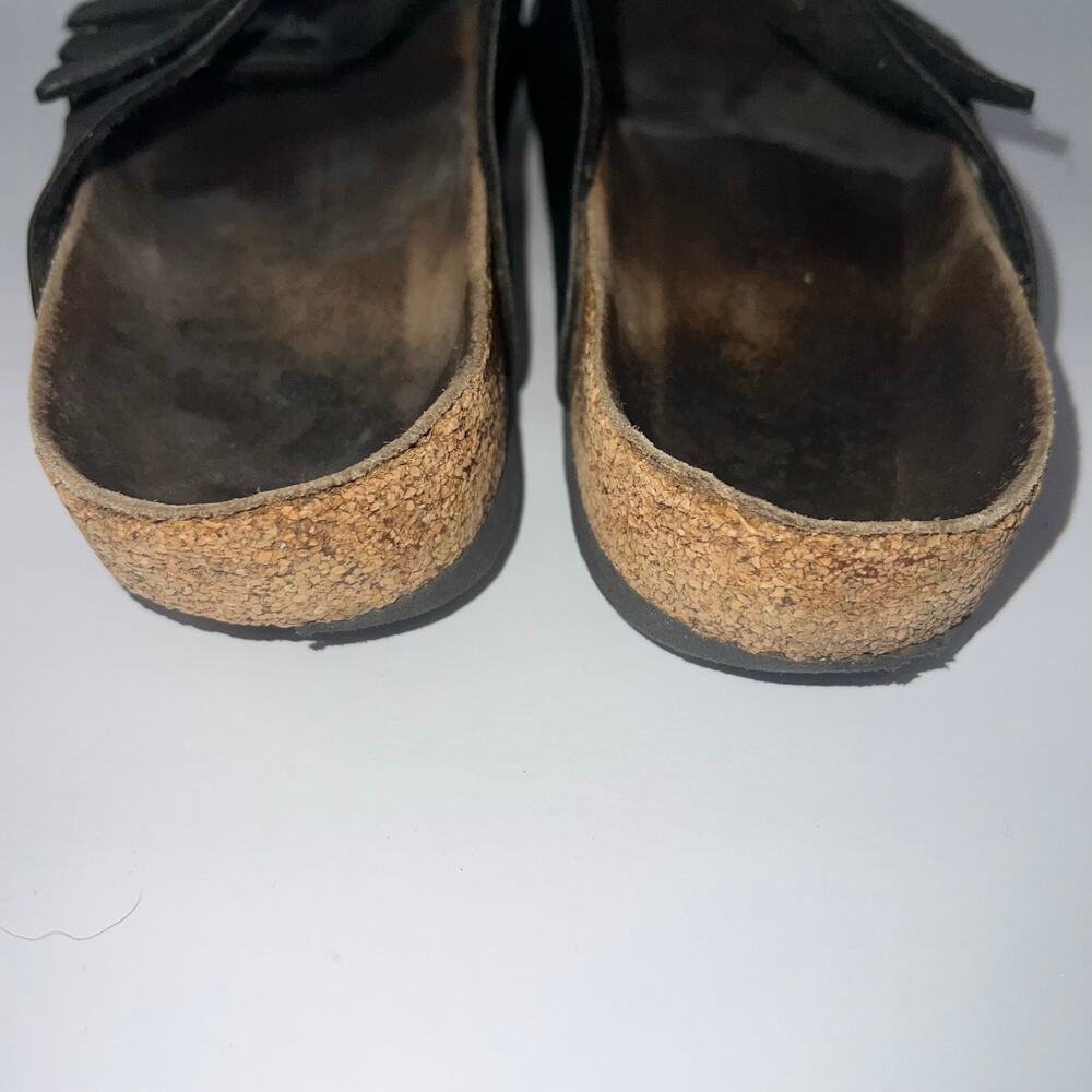 Birkenstock Florida Black Leather Buckle Used Triple Strap Sandals Size 42 - Picture 11 of 16